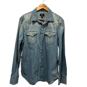 American Eagle Vintage Fit Denim Western Snap Shirt, L